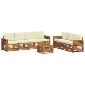vidaXL Sofa-Sets 8 st Natuurlijk en Cr&egrave;me Massief Acaciahout