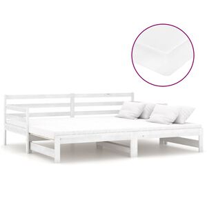 vidaXL Slaapbank uitschuifbaar massief grenenhout wit 2x(90x200) cm
