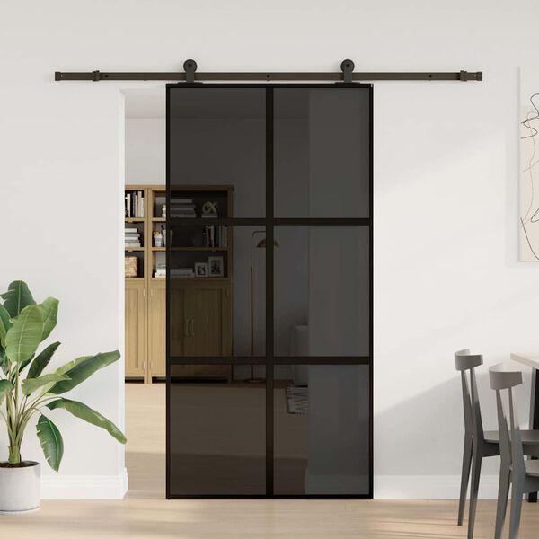vidaXL Schuifdeur met beslag 102,5x205 cm gehard glas en aluminium