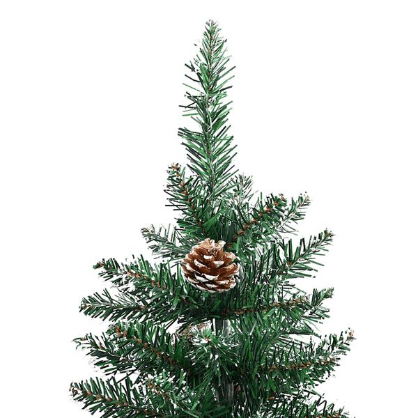vidaXL Kerstboom met echt hout en sneeuw smal 150 cm groen