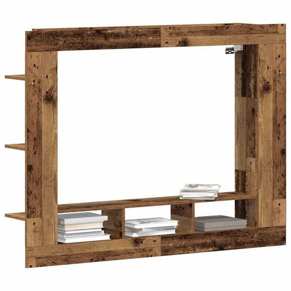 vidaXL TV-kast Wandgemonteerd Oud hout 152 x 22 x 113 cm Bewerkt hout