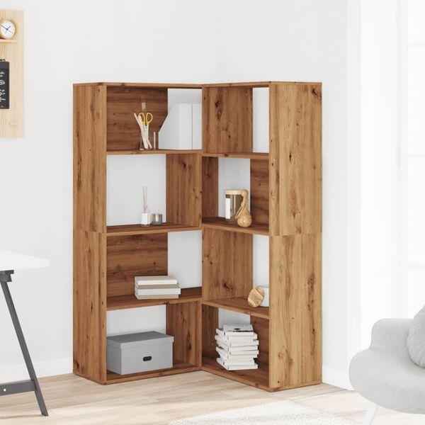 vidaXL Boekenkast 4-laags hoek 85x85x140 cm hout artisanaal eikenkleur