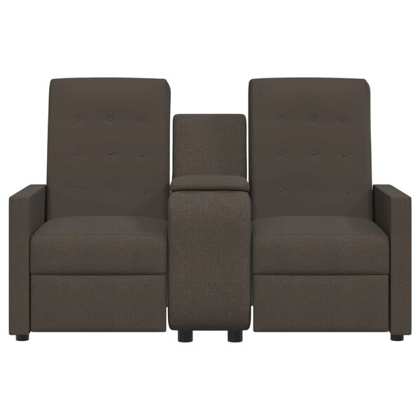 vidaXL Fauteuil 2-zits verstelbaar met bekerhouder stof bruin