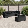 vidaXL 9-delige Loungeset met kussens poly rattan zwart