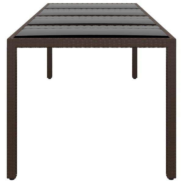 vidaXL Tuintafel met glazen blad poly rattan bruin