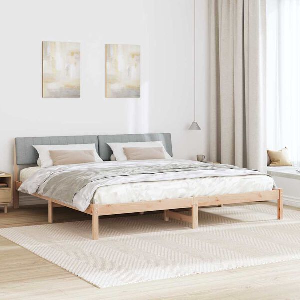 vidaXL Bedframe Bruin en lichtgrijs 200 x 200 cm Massief grenenhout