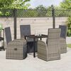 vidaXL Tuin eettafelset met kussen 5 pcs Grijs poly rattan