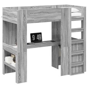 vidaXL Loft Bedframe met Bureau Grijs Sonoma 80 x 200 cm Bewerkt hout
