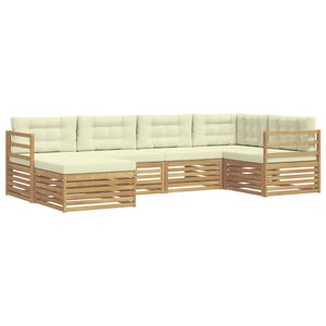 vidaXL Buiten bankenset 6 st Wit en cr&egrave;mekleurig Polyester