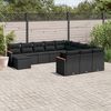 vidaXL 12-delige Loungeset met kussens poly rattan zwart