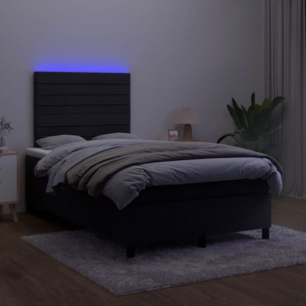 vidaXL Boxspring met matras en LED fluweel zwart 120x190 cm