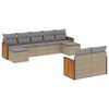 vidaXL 9-delige Loungeset met kussens poly rattan beige