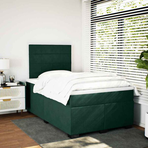vidaXL Boxspring met matras fluweel donkergroen 120x200 cm