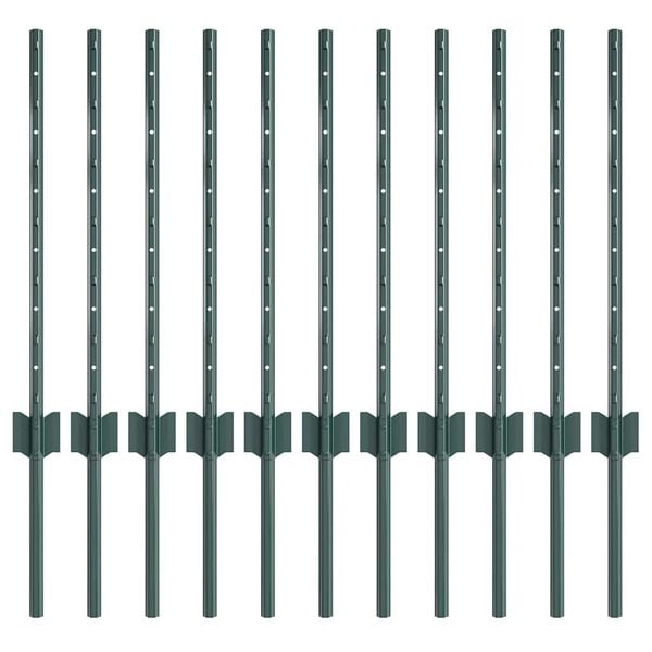 vidaXL Afrasteringspaal 11 pcs Groen 100 cm Staal