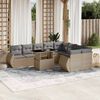 vidaXL 10-delige Loungeset met kussens poly rattan beige