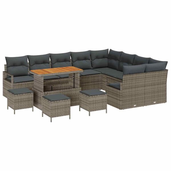 vidaXL Tuin Sofa Set met kussen met opslag met kussen 13 pcs Grijs