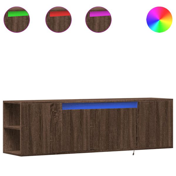 vidaXL Tv-wandmeubel met LED-verlichting 135x31x39,5 cm bruin eiken
