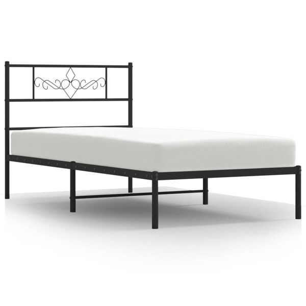vidaXL Bedframe met hoofdbord metaal zwart 80x200 cm