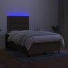 vidaXL Boxspring met matras en LED stof donkerbruin 120x190 cm