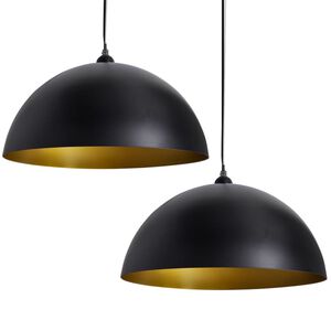 vidaXL Plafondlampen 2 st in hoogte verstelbaar halfrond zwart