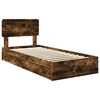 vidaXL Opslag bed met lade Gerookt eiken 75 x 190 cm Bewerkt hout