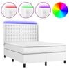 vidaXL Boxspring met matras en LED kunstleer wit 140x200 cm