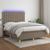 vidaXL Boxspring met matras en LED stof taupe 140x200 cm