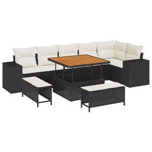 vidaXL Tuin Sofa Set 9 st 6-Aantal zitplaatsen Zwart en Cr&egrave;me