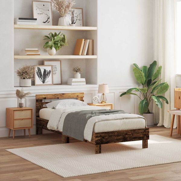 vidaXL Bedframe Oud hout 75 x 190 cm Bewerkt hout