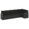 vidaXL 6-delige Loungeset met kussens poly rattan zwart