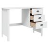 vidaXL Bureau met lades Hill Wit 100 x 45 x 74 cm Massief grenenhout