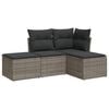 vidaXL 4-delige Loungeset met kussens poly rattan grijs