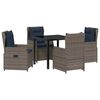 vidaXL Tuin Eetset met kussen 5 pcs Grijs Poly riet