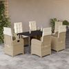 vidaXL 7-delige Tuinset met kussens poly rattan beige