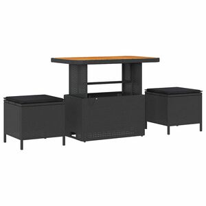 vidaXL Tuin Eetset Zwart Poly riet