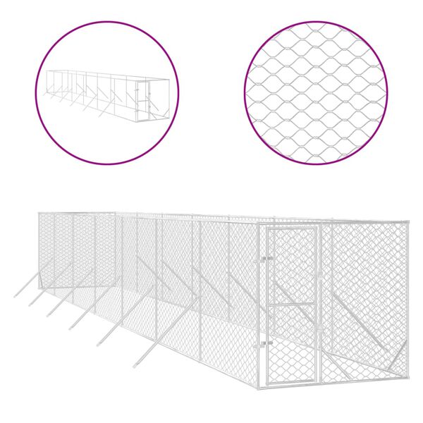 vidaXL Hondenkennel voor buiten 2x14x2 m gegalvaniseerd staal zilver