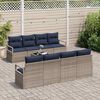 vidaXL Bankstel met kussen 7 pcs Grijs en Blauw poly rattan