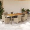 vidaXL 7-delige Tuinset met kussens poly rattan en acaciahout beige