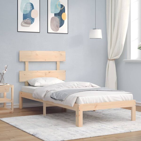 vidaXL Bedframe met hoofdbord massief hout