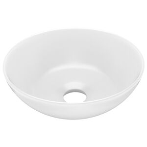 vidaXL Wastafel rond keramiek matwit