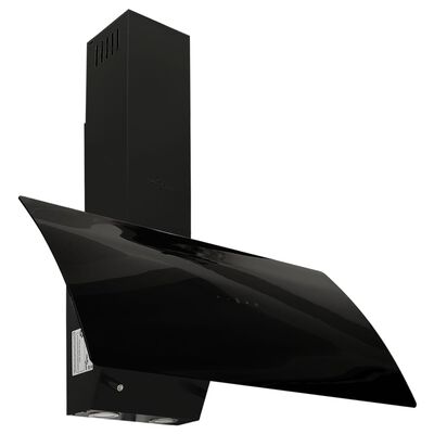 vidaXL Wandafzuigkap 90 cm staal en gehard glas zwart