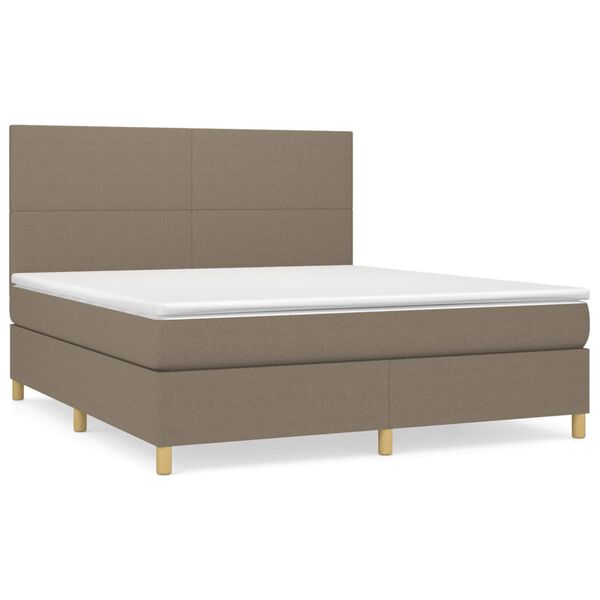 vidaXL Boxspring met matras stof taupe 180x200 cm