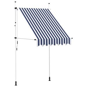 vidaXL Luifel handmatig uittrekbaar 150 cm blauw en witte strepen