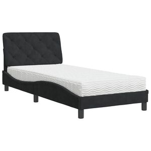 vidaXL Bed met matras fluweel zwart 80x200 cm