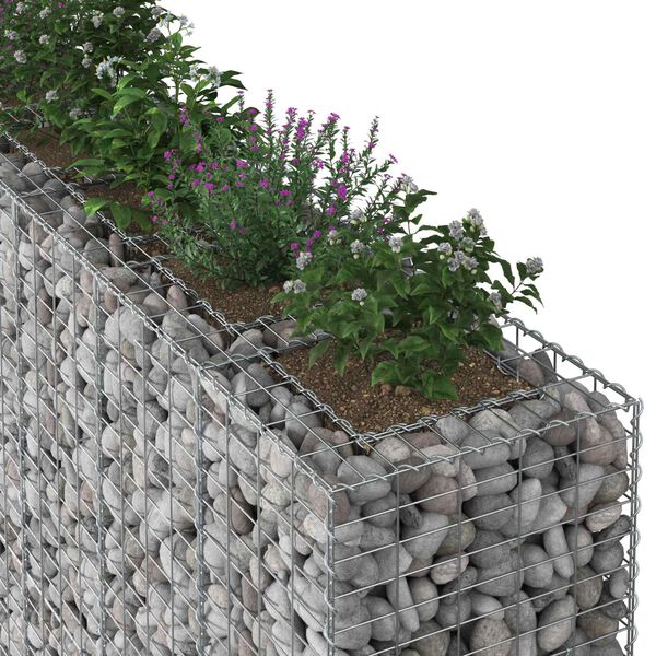 vidaXL Gabion Verhoogd Bed 3 pcs Zilver 250 x 50 x 150 cm