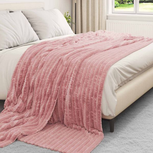 vidaXL Gooi Deken Roze 240 x 220 cm Fleece
