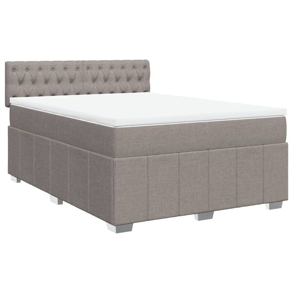 vidaXL Boxspring met matras stof taupe 160x200 cm