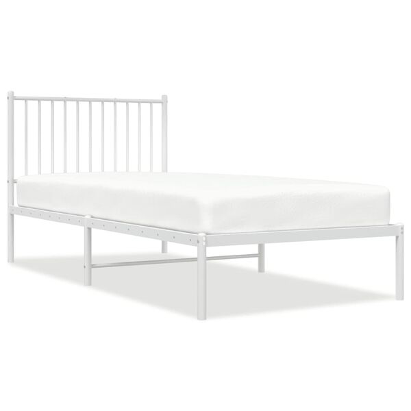 vidaXL Bedframe met hoofdbord metaal wit 90x200 cm
