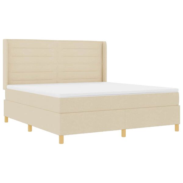 vidaXL Boxspringbed met matras met hoofdeinde Cr&egrave;me 180 x 200 cm Stof