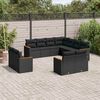 vidaXL 11-delige Loungeset met kussens poly rattan zwart